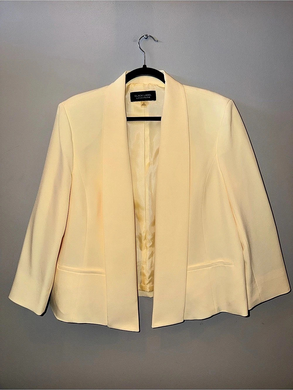 Black Label Evan Picone Yellow Open Front Blazer size 16 office siren